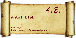 Antal Elek névjegykártya